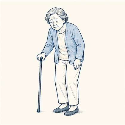 骨の状態を説明する医師の線画
