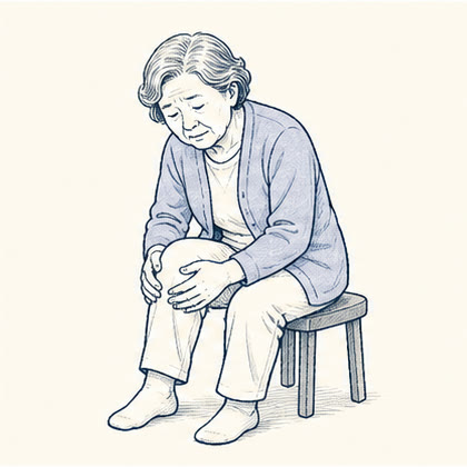 膝の痛みを気にする人の線画