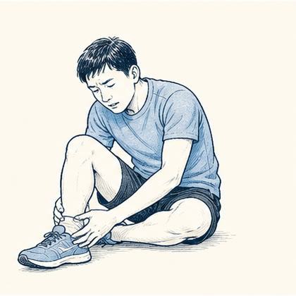 スポーツ中のけがを示す線画